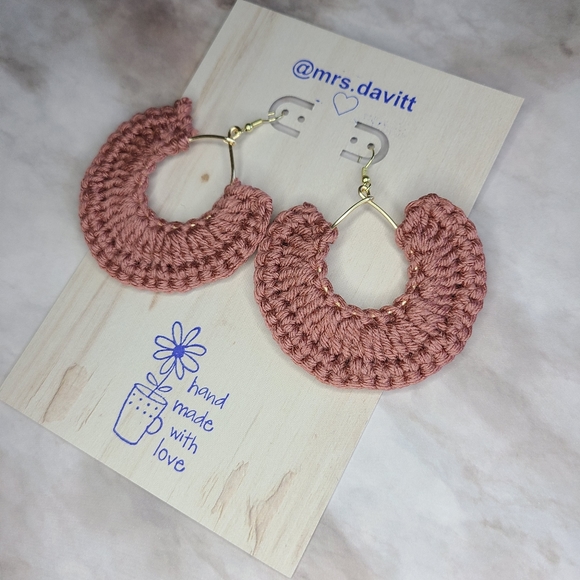 VENICE crochet fan dangle hook earrings boho - Picture 10 of 10